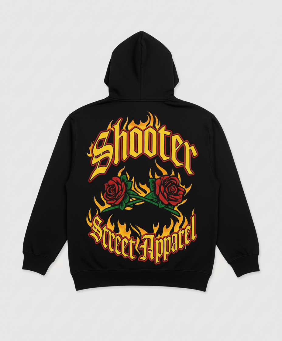 Black hoodie with large back print